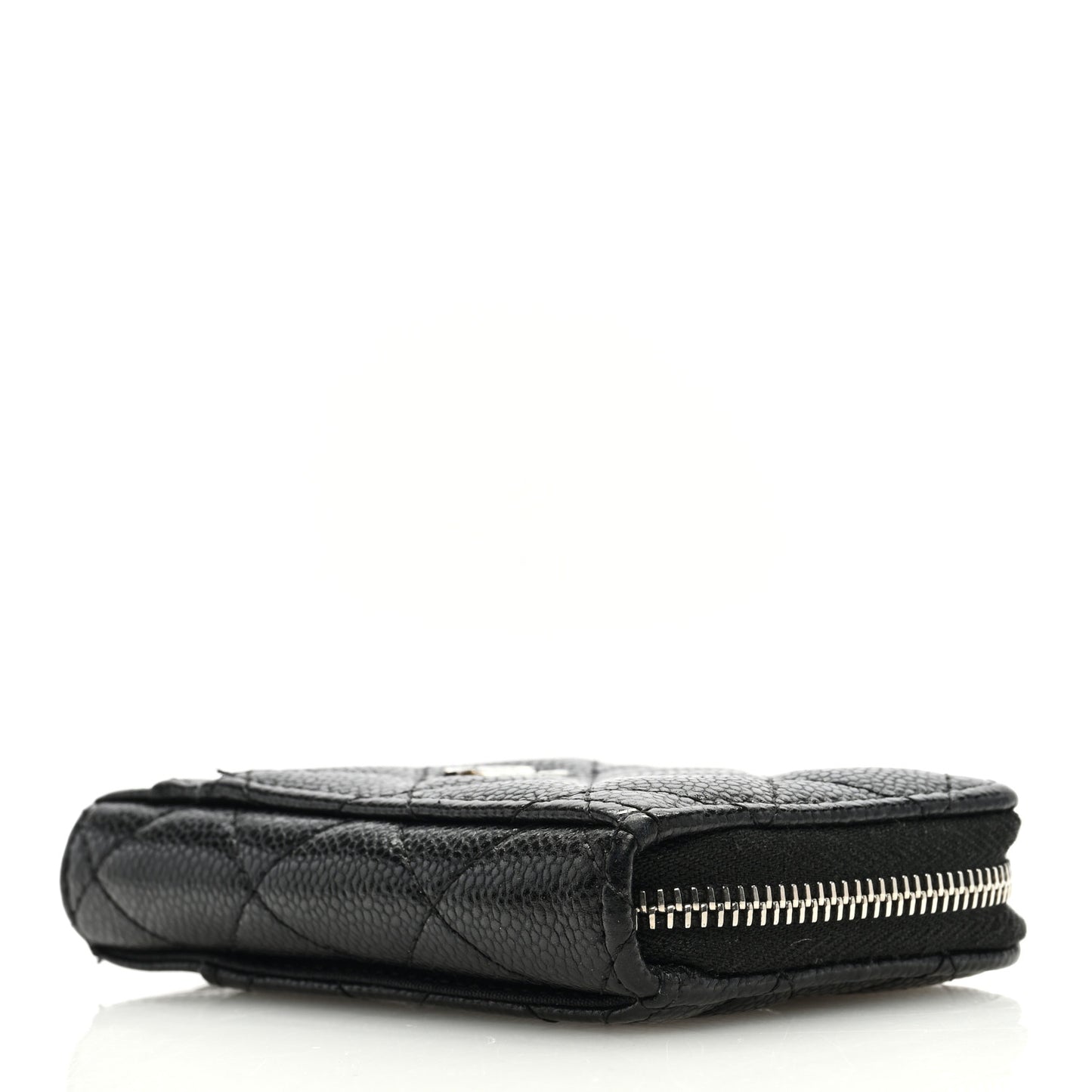 Caviar Quilted Zip Card Holder Black