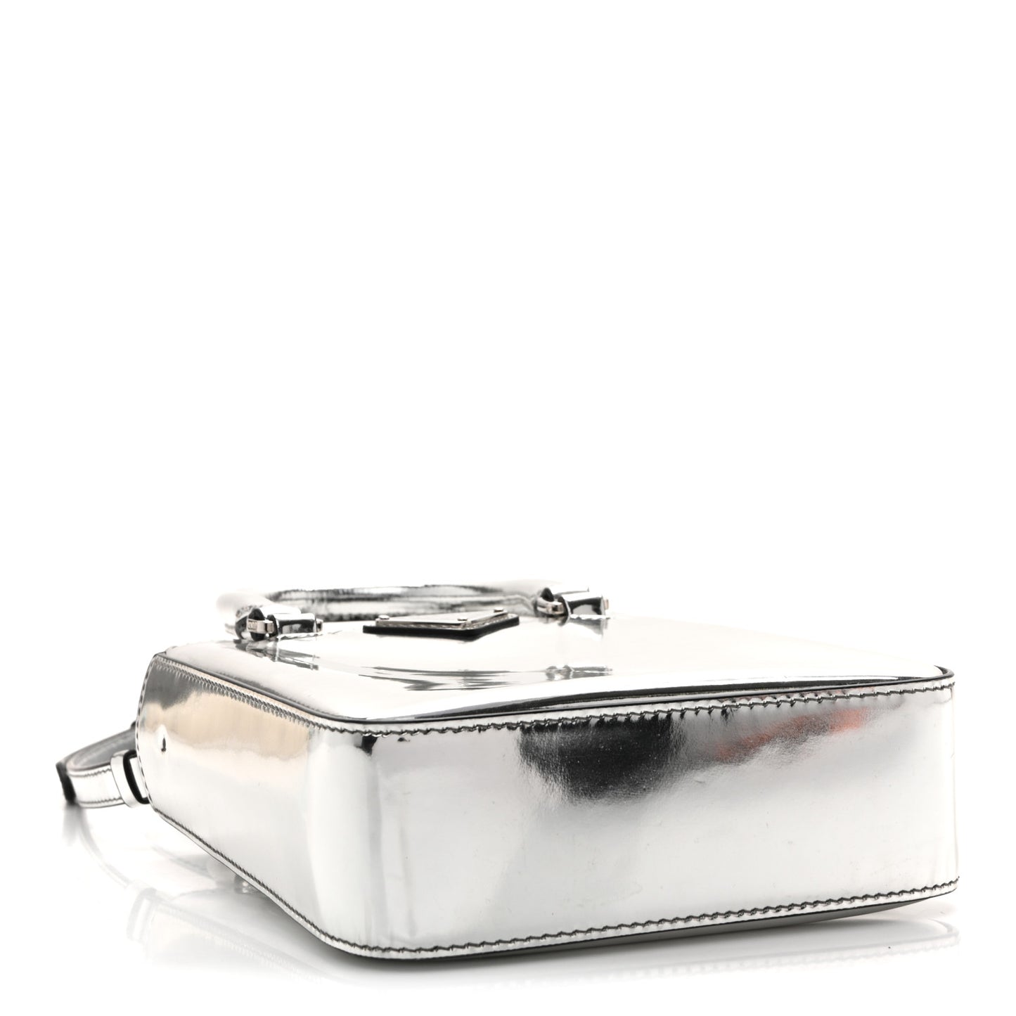 Spazzolato Triangle Small Double Handle Crossbody Tote Argento