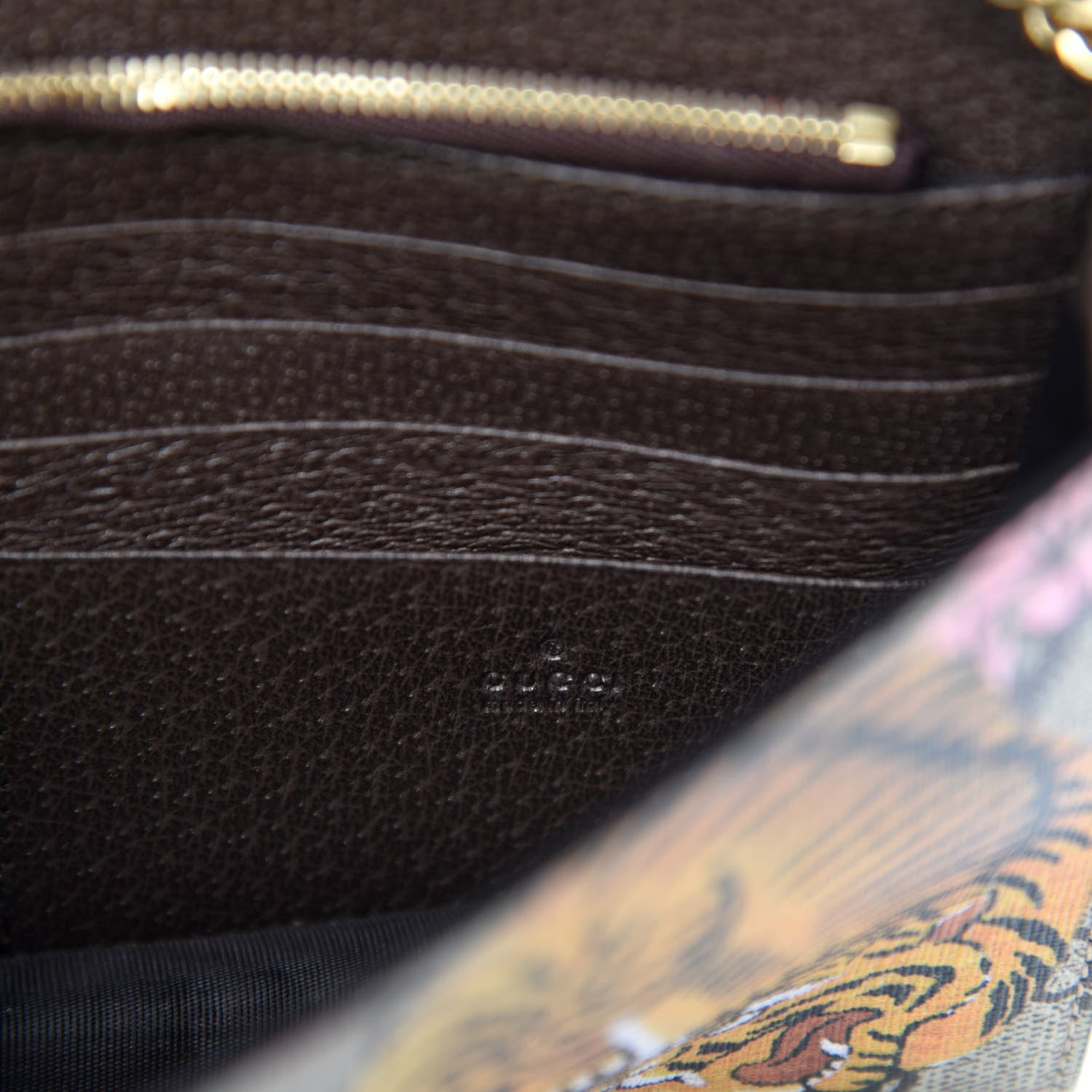 Gucci GG Supreme Monogram Bengal Chain Wallet Beige Pink 8 of 11