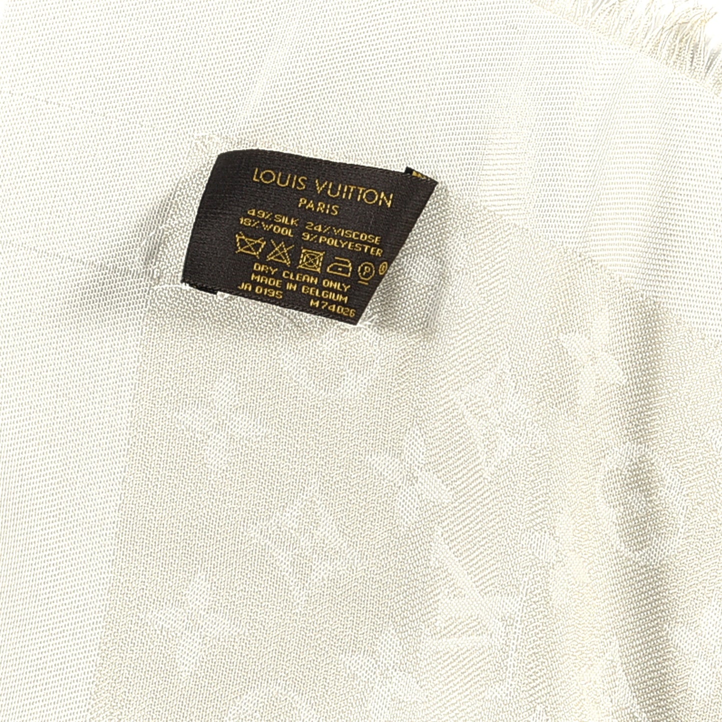 Silk Lurex Wool Monogram Shine Shawl White
