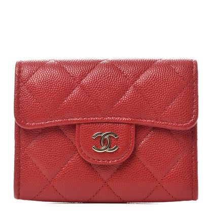 Chanel Caviar Quilted Flap Card Holder Wallet Red 1 of 10