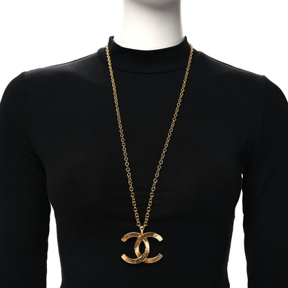 Chanel Metal Textured CC Chain Pendant Necklace Gold 2 of 4