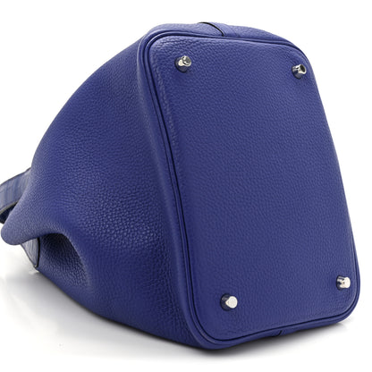 Hermes Taurillon Clemence Matte Alligator Picotin Lock Touch 22 MM Bleu Electrique 10 of 12