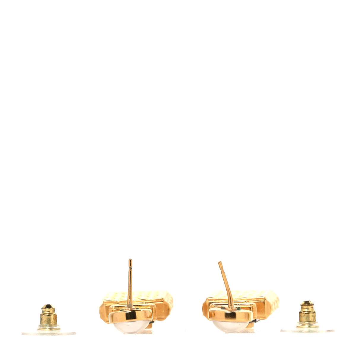 Crystal Pearl CC Perfume Bottle Drop Earrings Gold