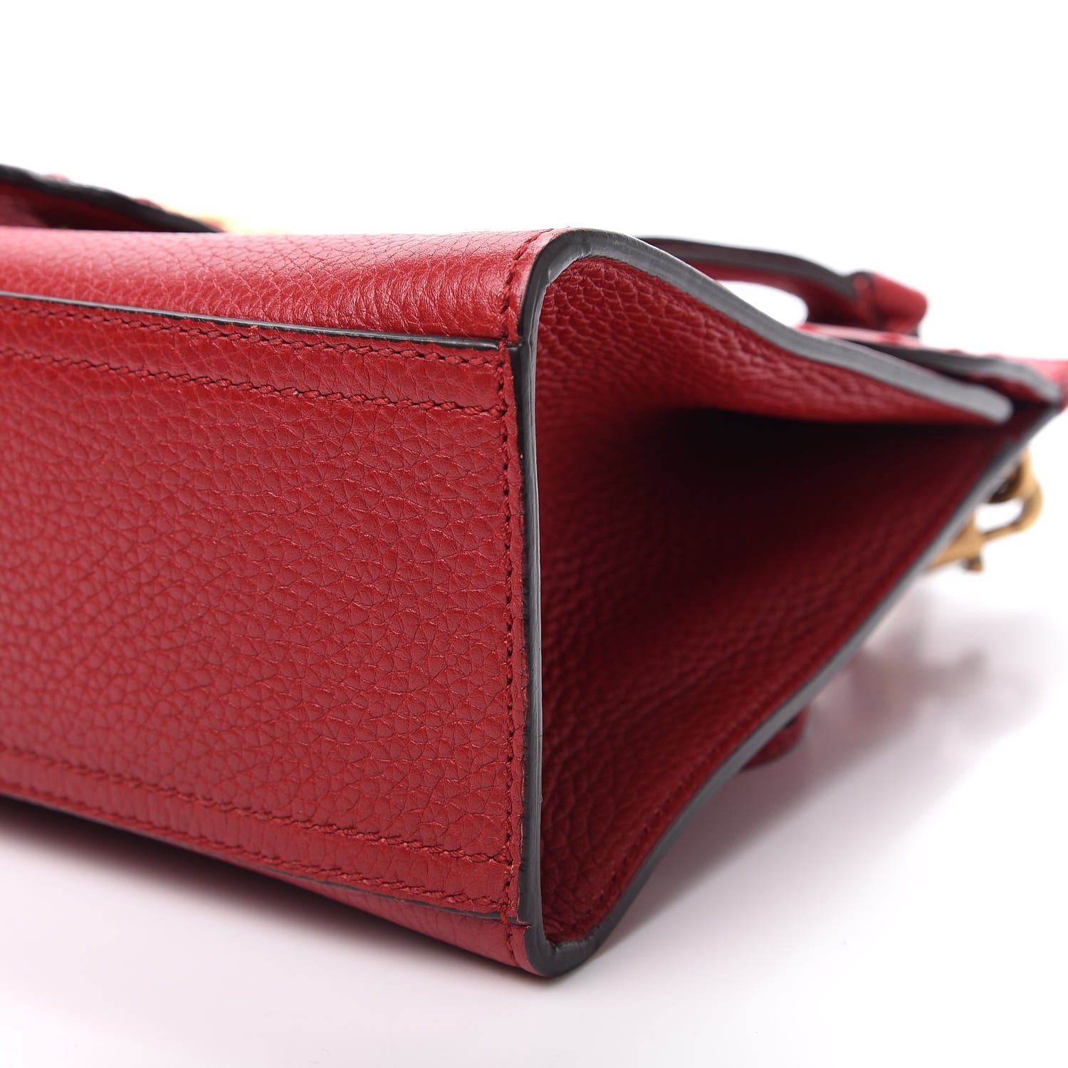 Gucci Calfskin Mini GG Marmont Top Handle Bag Vulcanic Red 7 of 11