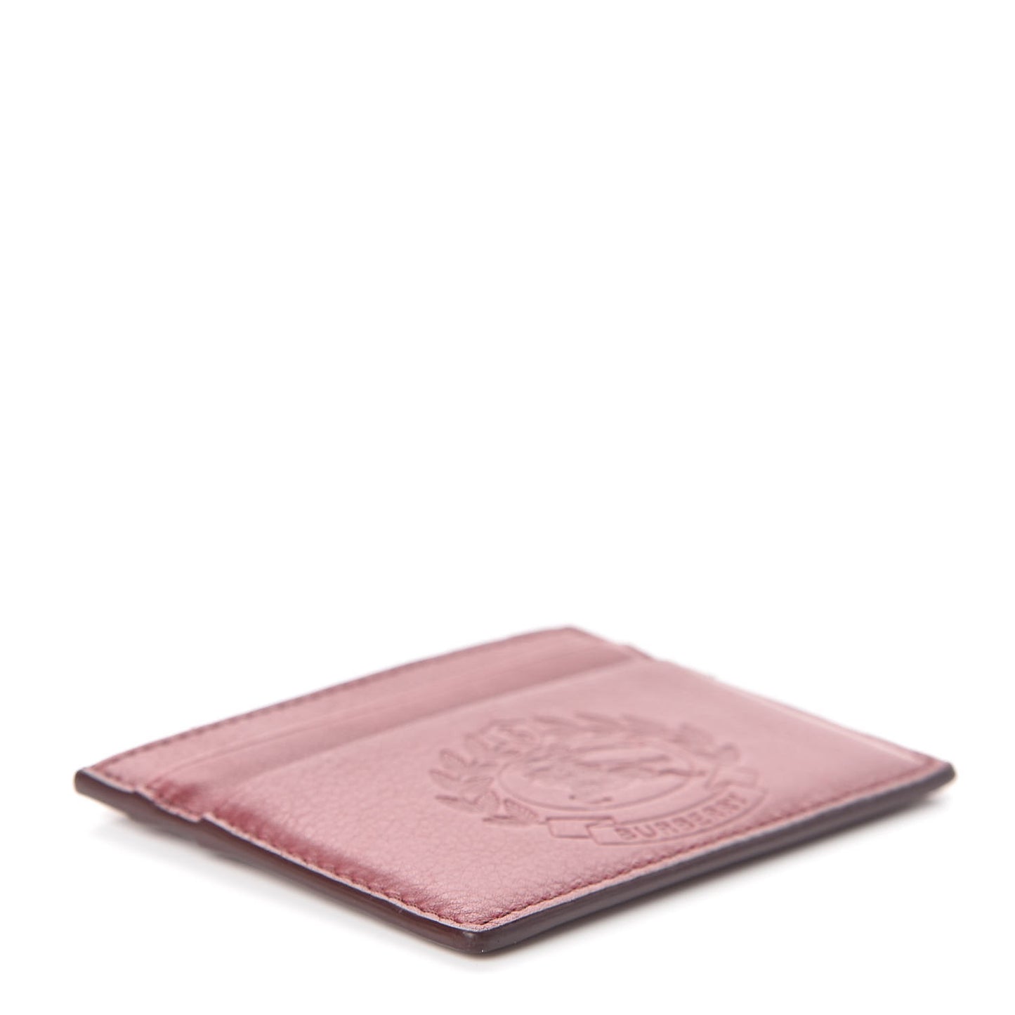 Grained Calfskin Crest Embossed Card Holder Red