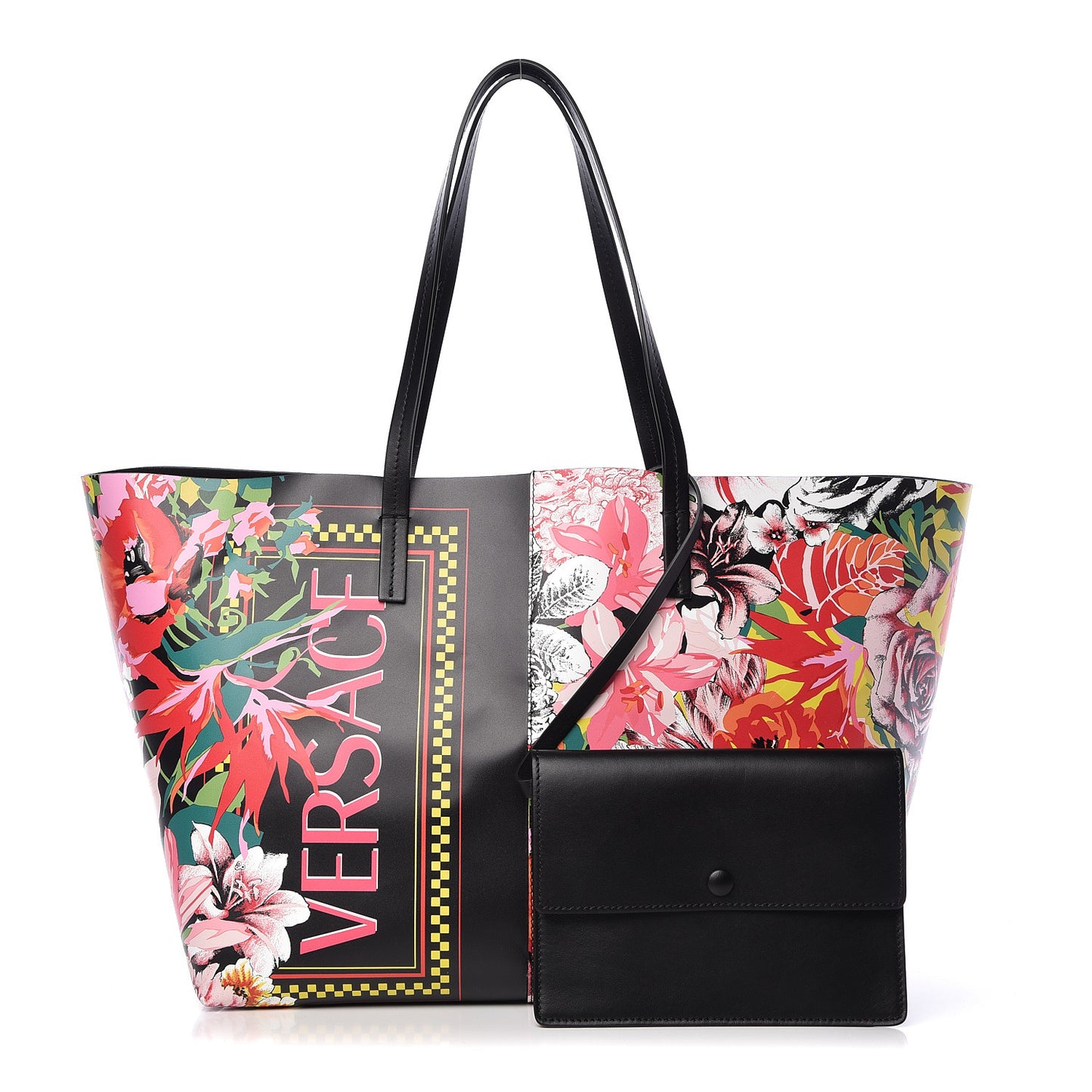 Calfskin Vintage 90's Logo Floral Tote Black