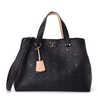 MCM Calfskin Ottomar Monogram Large Essential Tote Black 1 of 13