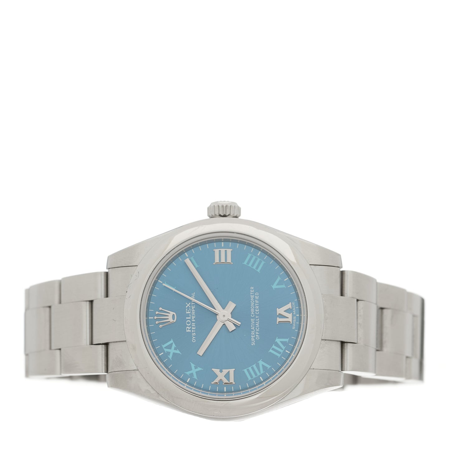 Stainless Steel 31mm Oyster Perpetual Watch Azzurro Blue Roman 177200