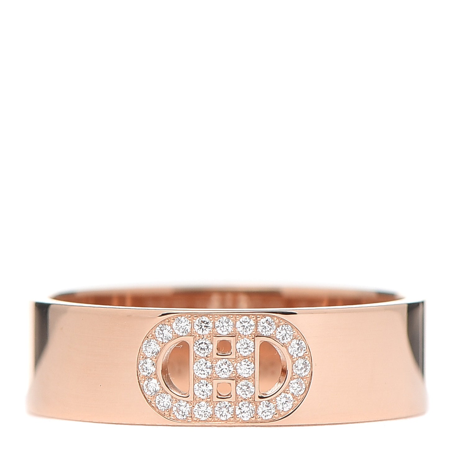 18K Rose Gold Diamond PM H D'Ancre Ring 53 6.25