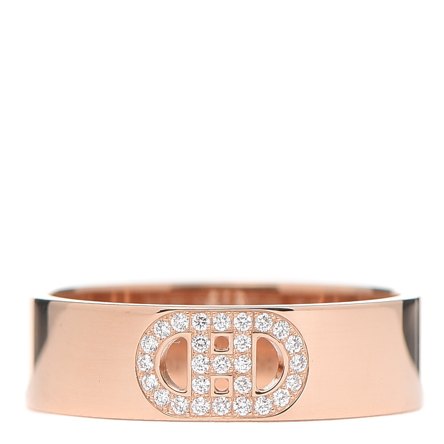 Hermes 18K Rose Gold Diamond PM H D'Ancre Ring 53 6.25 1 of 5