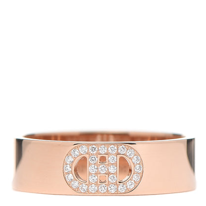 Hermes 18K Rose Gold Diamond PM H D'Ancre Ring 53 6.25 1 of 5