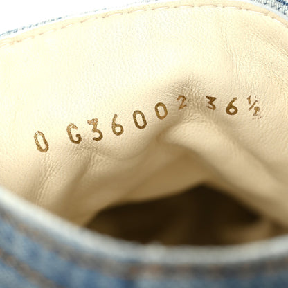 Chanel Denim Lace Up Boots 36.5 Light Blue 6 of 9