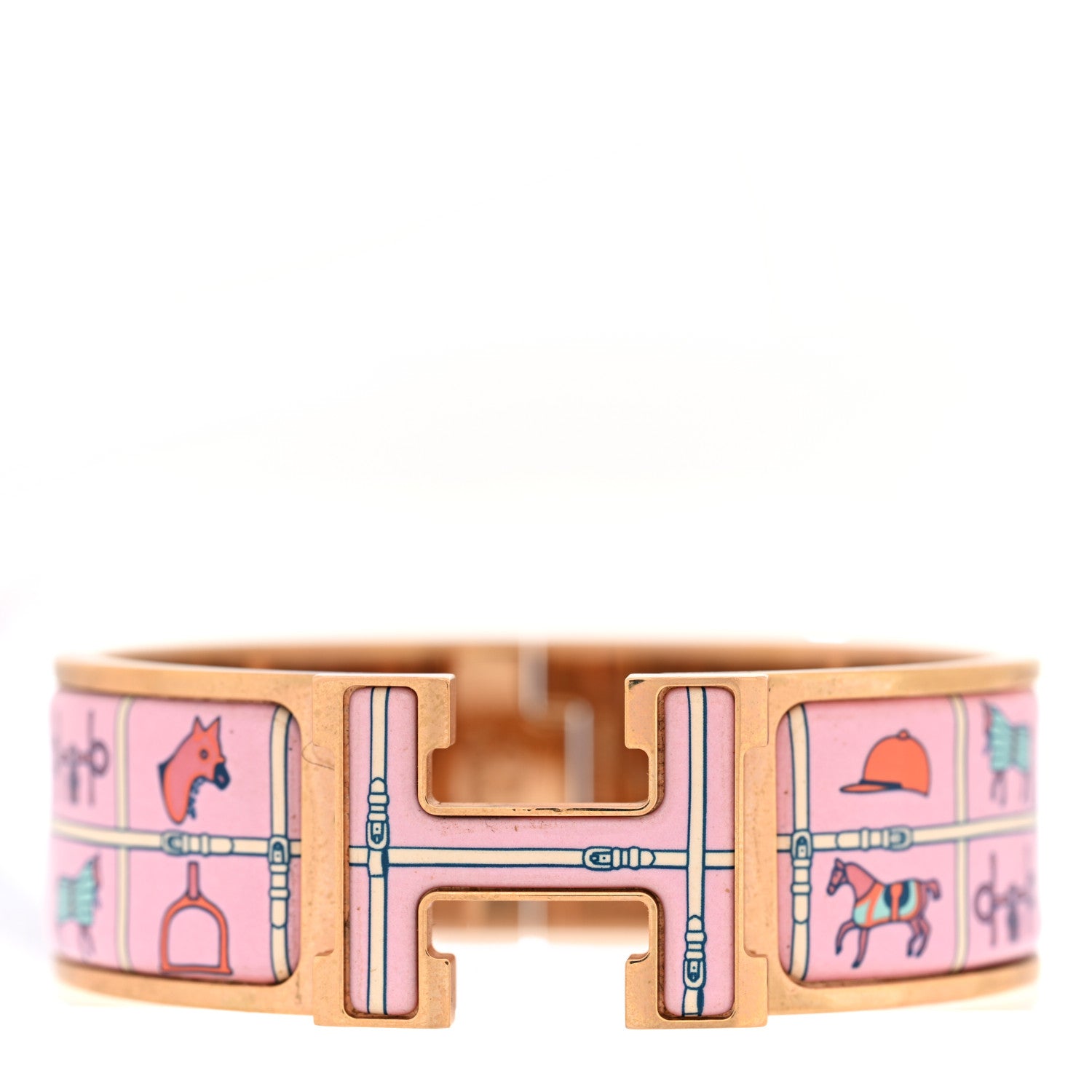 Hermes Enamel Printed Wide Couvertures et Tenues de Jour Clic Clac H Bracelet PM Color Patch 1 of 4