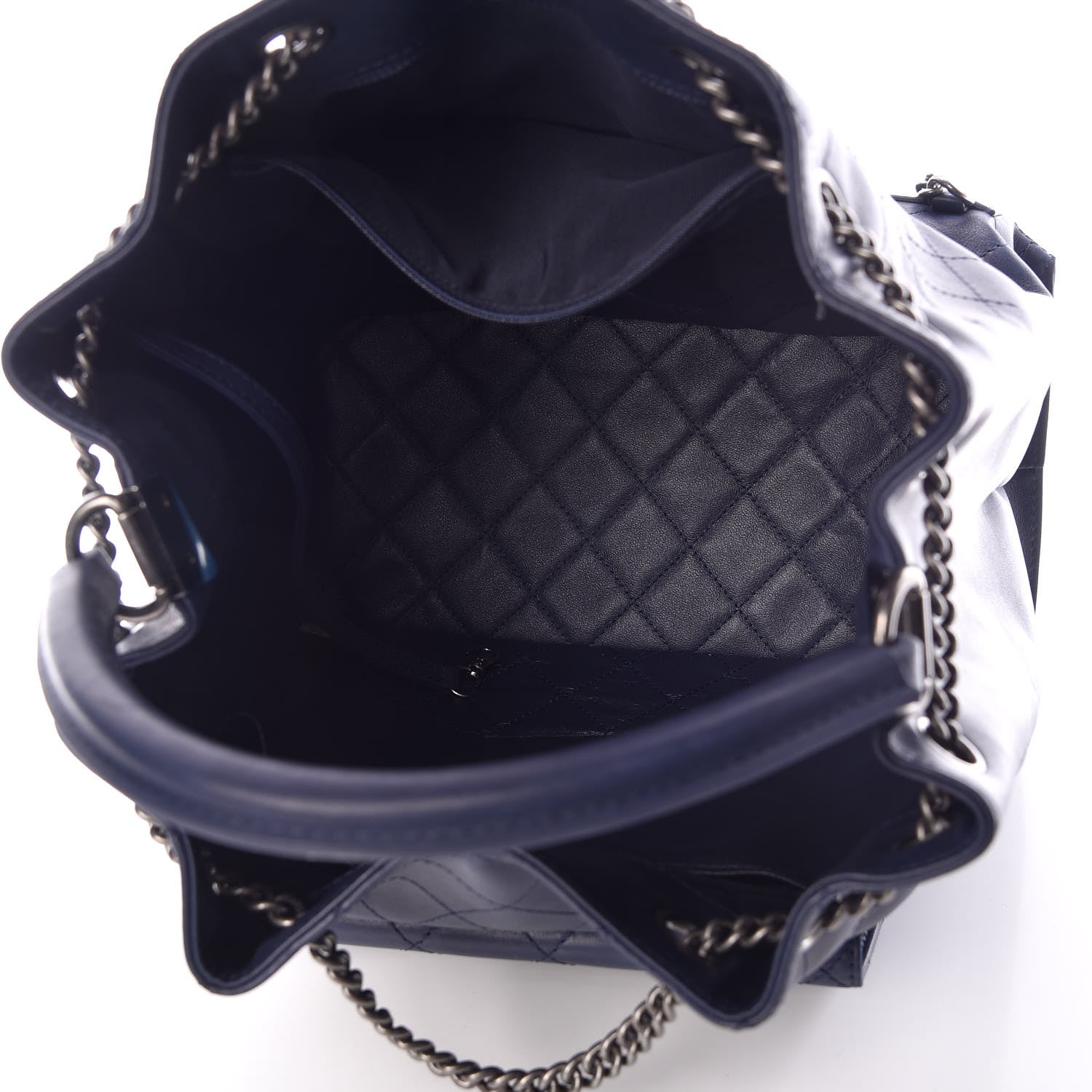 Chanel Calfskin Stitched Large Urban Luxury Drawstring Backpack Navy Blue 5 of 11