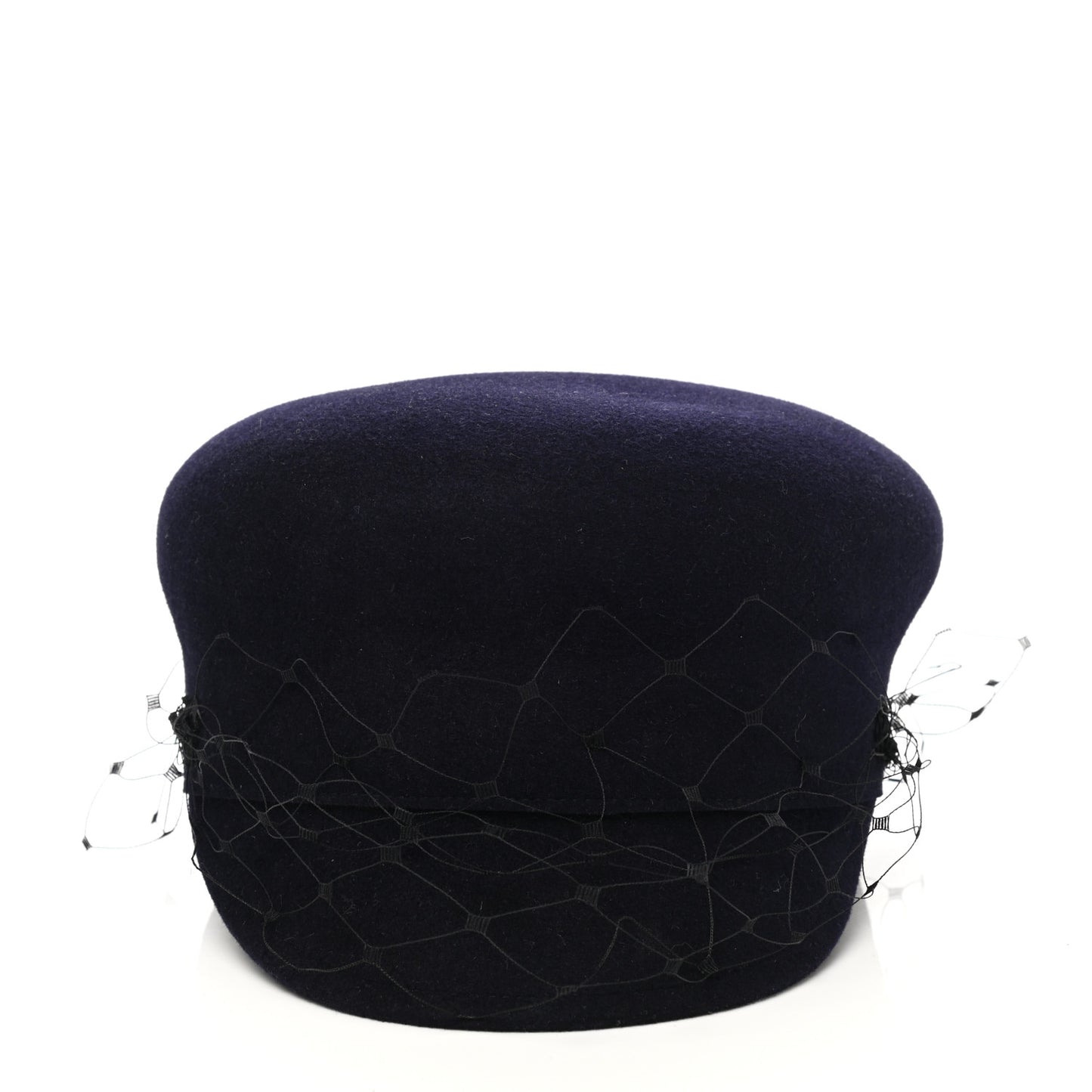 Cotton Canvas Arty Cap with Veil 58 Navy Blue