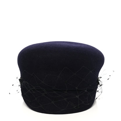 Christian Dior Cotton Canvas Arty Cap with Veil 58 Navy Blue 3 of 8
