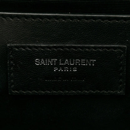 Saint Laurent Grain De Poudre Textured Mixed Matelasse Triquilt Medium Monogram Satchel Deep Marine 6 of 12
