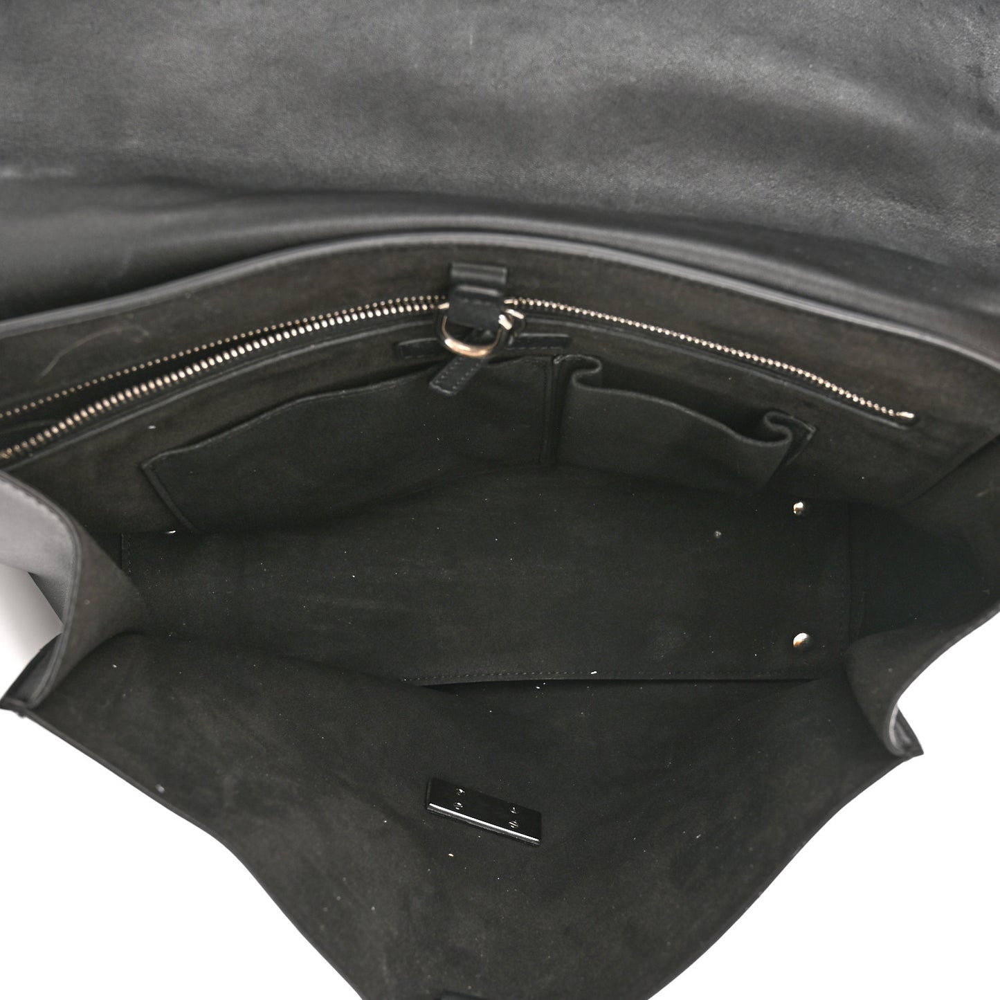 Grained Calfskin Medium Bi-Color Shark Lock Satchel Black White
