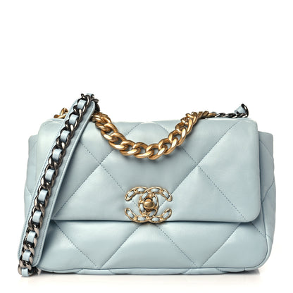 Chanel Lambskin Quilted Medium Chanel 19 Flap Light Blue 1 of 12