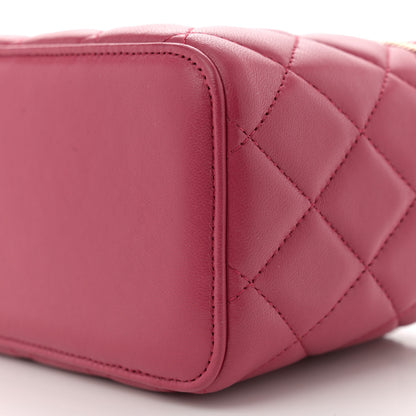 Chanel Lambskin Quilted Small Top Handle Vanity Case With Chain Dark Pink 10 of 12