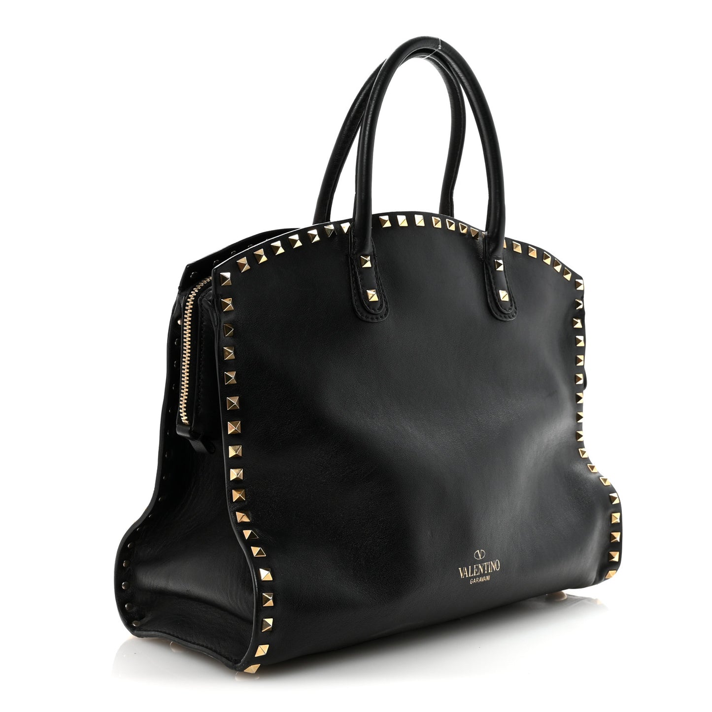 Vitello Rockstud Dome Shopper Black