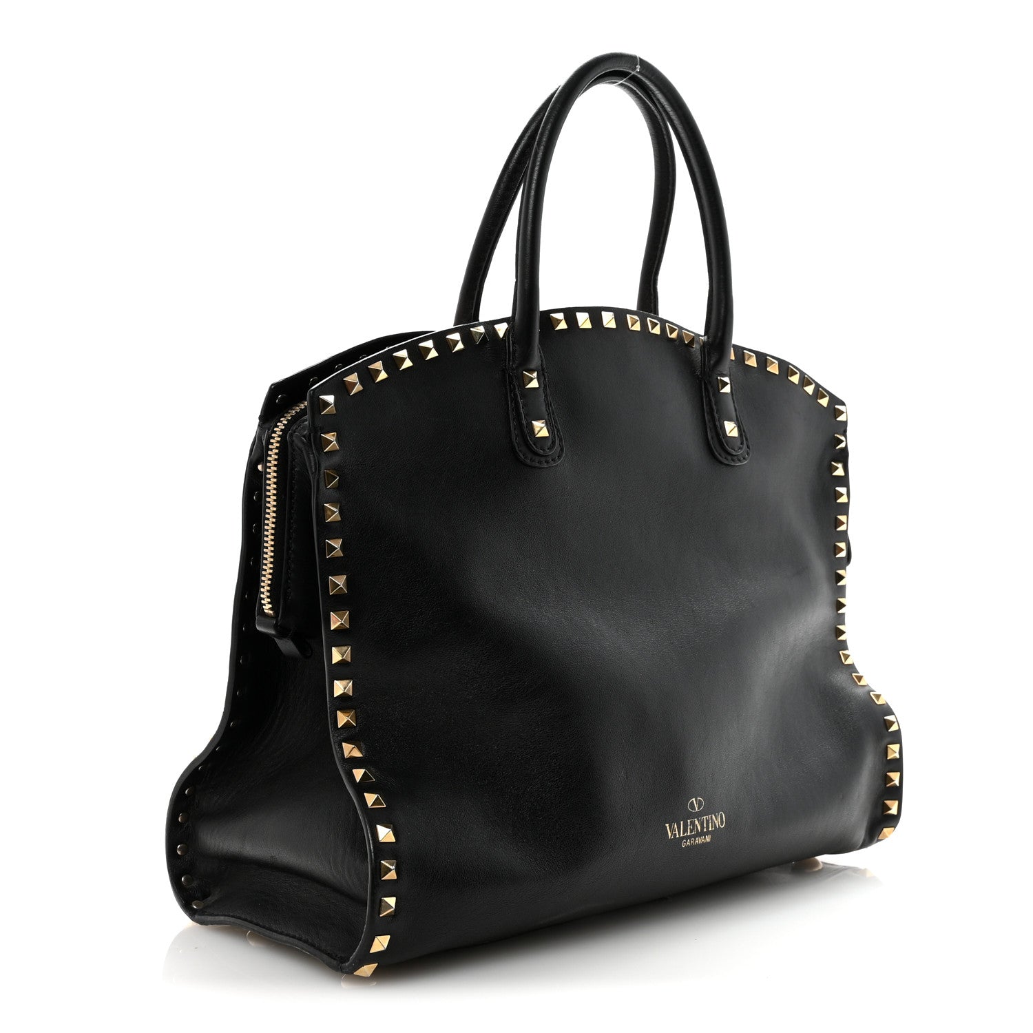 Valentino Garavani Vitello Rockstud Dome Shopper Black 3 of 9