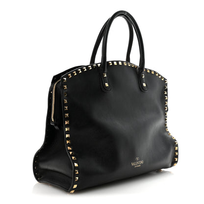 Valentino Garavani Vitello Rockstud Dome Shopper Black 3 of 9