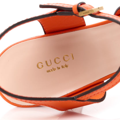 Gucci Cosmos Softy Calfskin Wooden Interlocking G Cut-Out 30/120mm Platform Sandals 38.5 Deep Orange 7 of 9