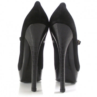 Fendi Suede Crocodile Platform Mary Janes 39 Black 3 of 6