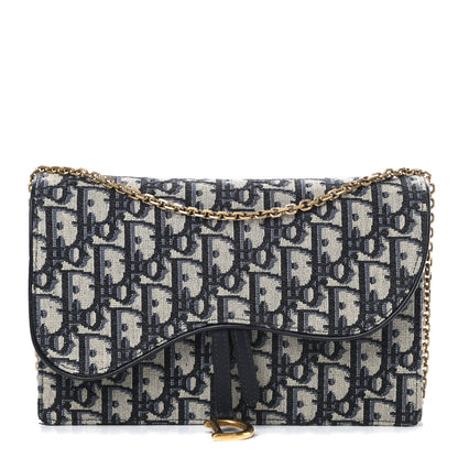 Christian Dior Oblique Saddle Chain Pouch Blue 1 of 10