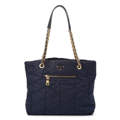Prada Tessuto Nylon Chevron Quilted Tote Navy 1 of 13