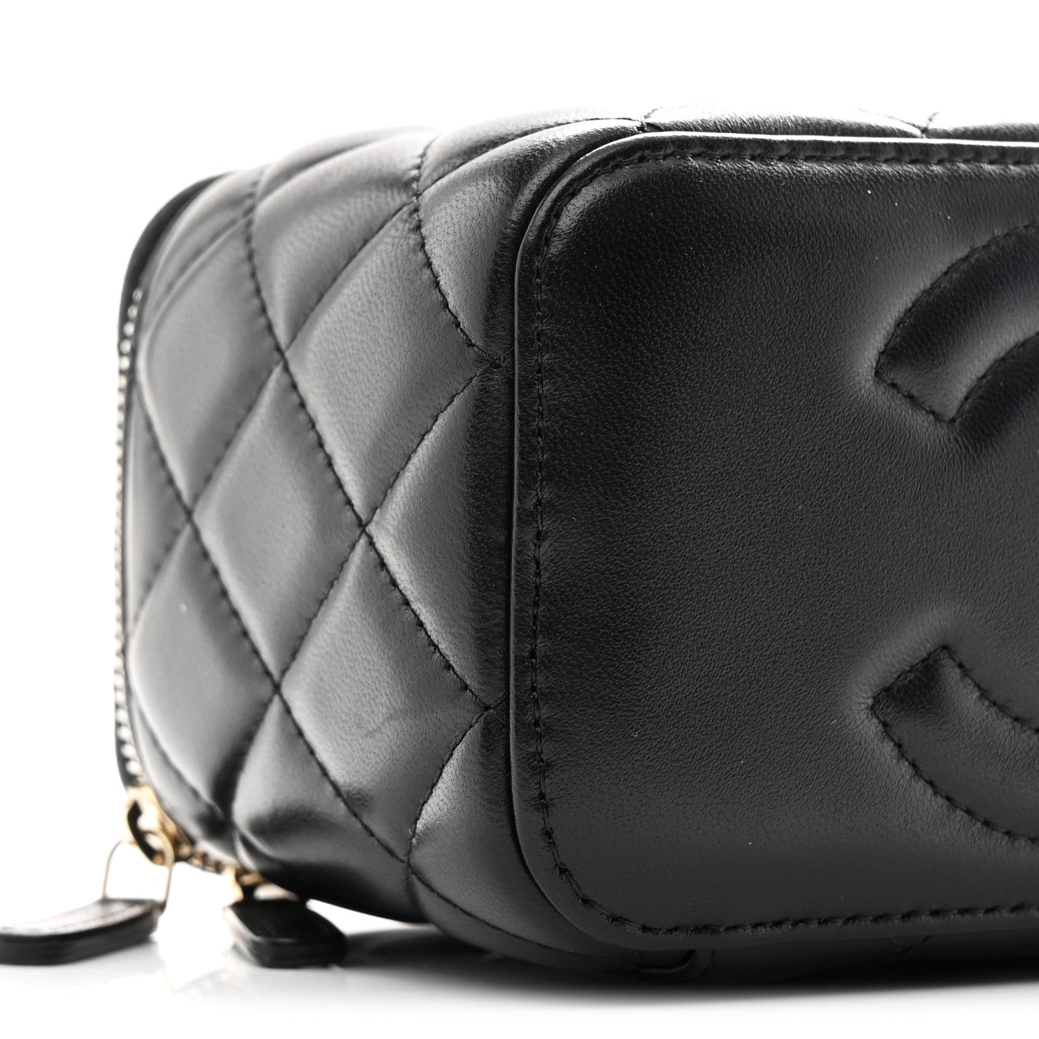 Chanel Lambskin Quilted Pearl Crush Small Vanity Case With Chain Black 9 of 11