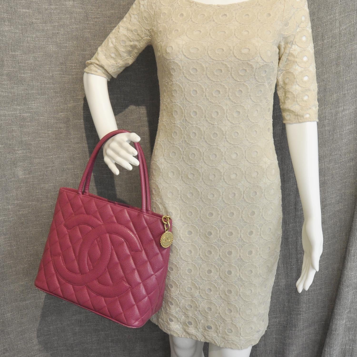 Chanel Caviar Medallion CC Tote Fuchsia GHW 2 of 10