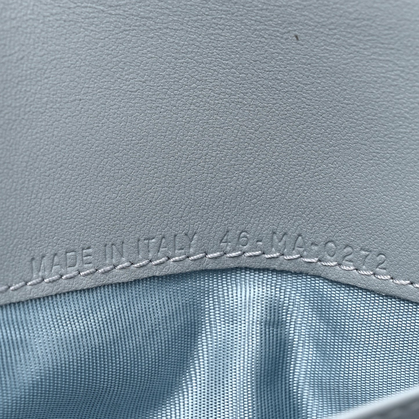 Grained Calfskin Saddle Chain Wallet Pouch Cloud Blue