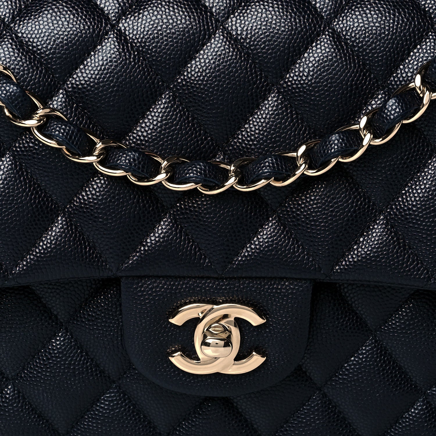 Chanel Caviar Quilted Medium Double Flap Navy 8 of 10