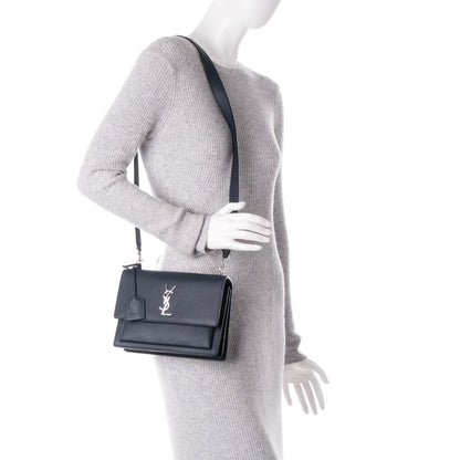 Saint Laurent Grained Calfskin Medium Monogram Sunset Navy Blue 2 of 5