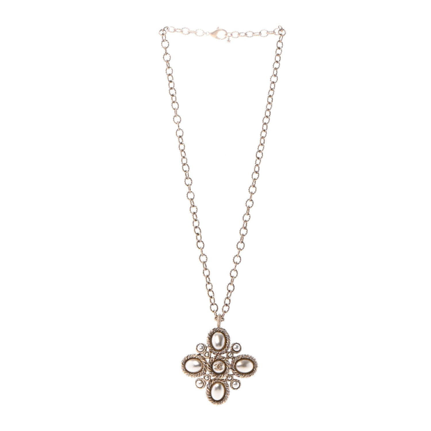 Chanel Metal Pearl CC Necklace Gold 3 of 5