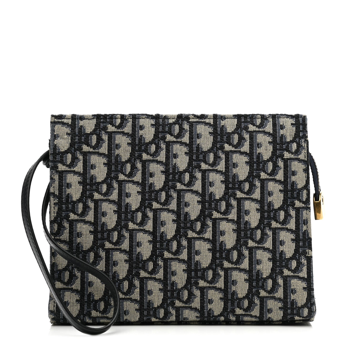 Oblique Zipped Pouch Clutch Blue