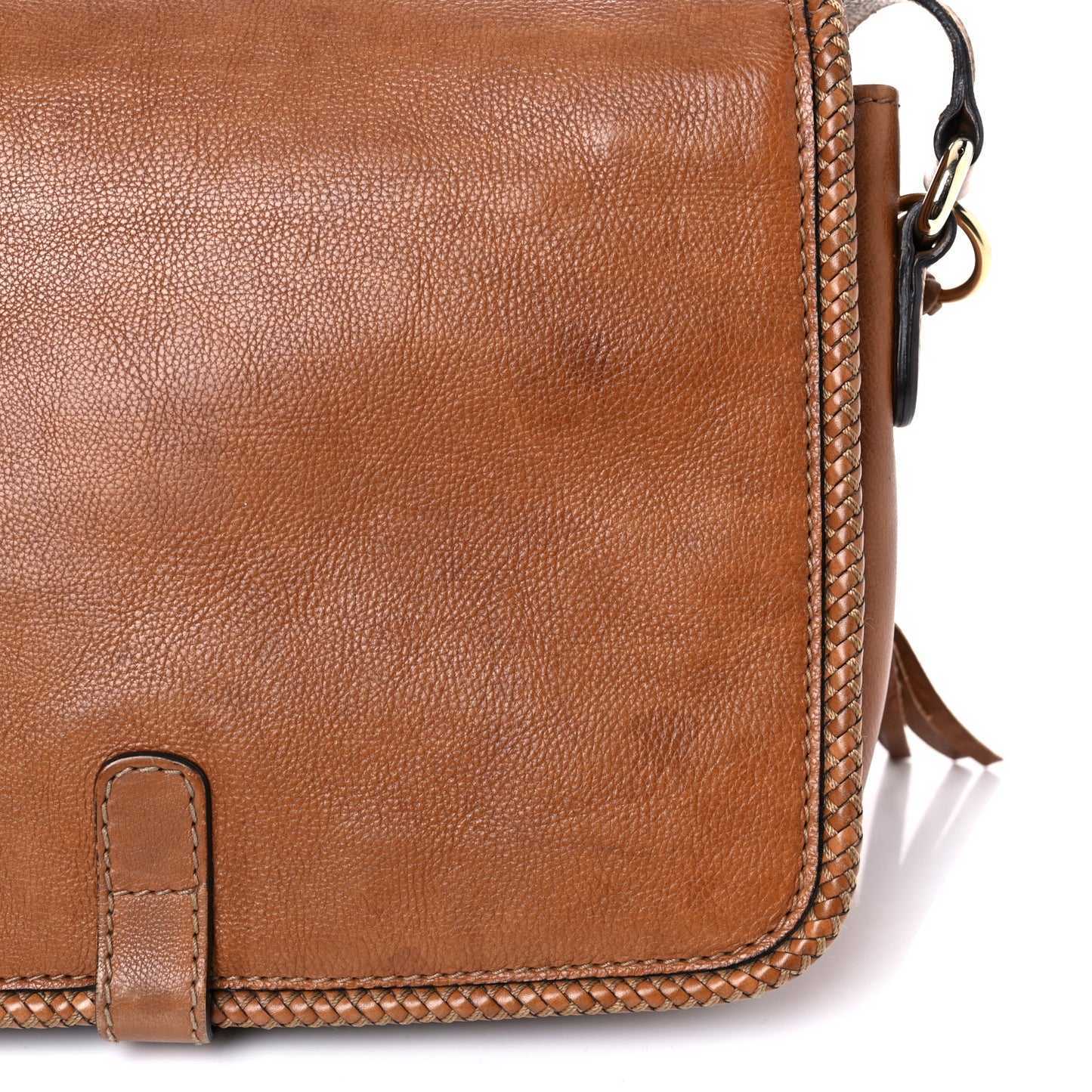 Grained Calfskin Medium Marrakech Flap Messenger Bag Brown