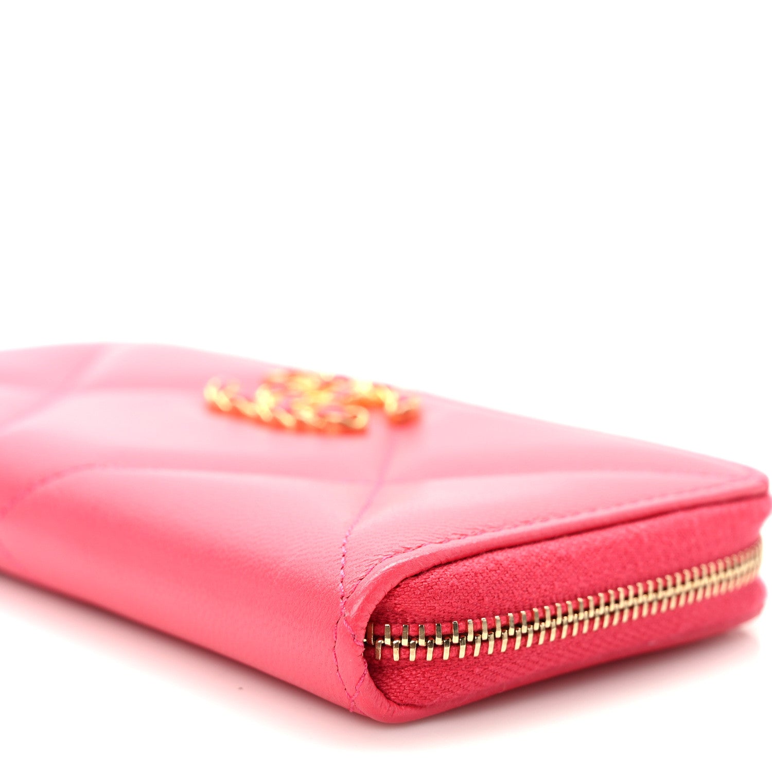 Chanel Goatskin Quilted Medium Chanel 19 Zipped Wallet Dark Pink 10 of 10
