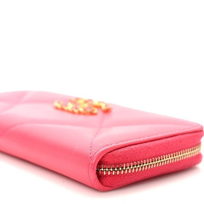 Chanel Goatskin Quilted Medium Chanel 19 Zipped Wallet Dark Pink 10 of 10