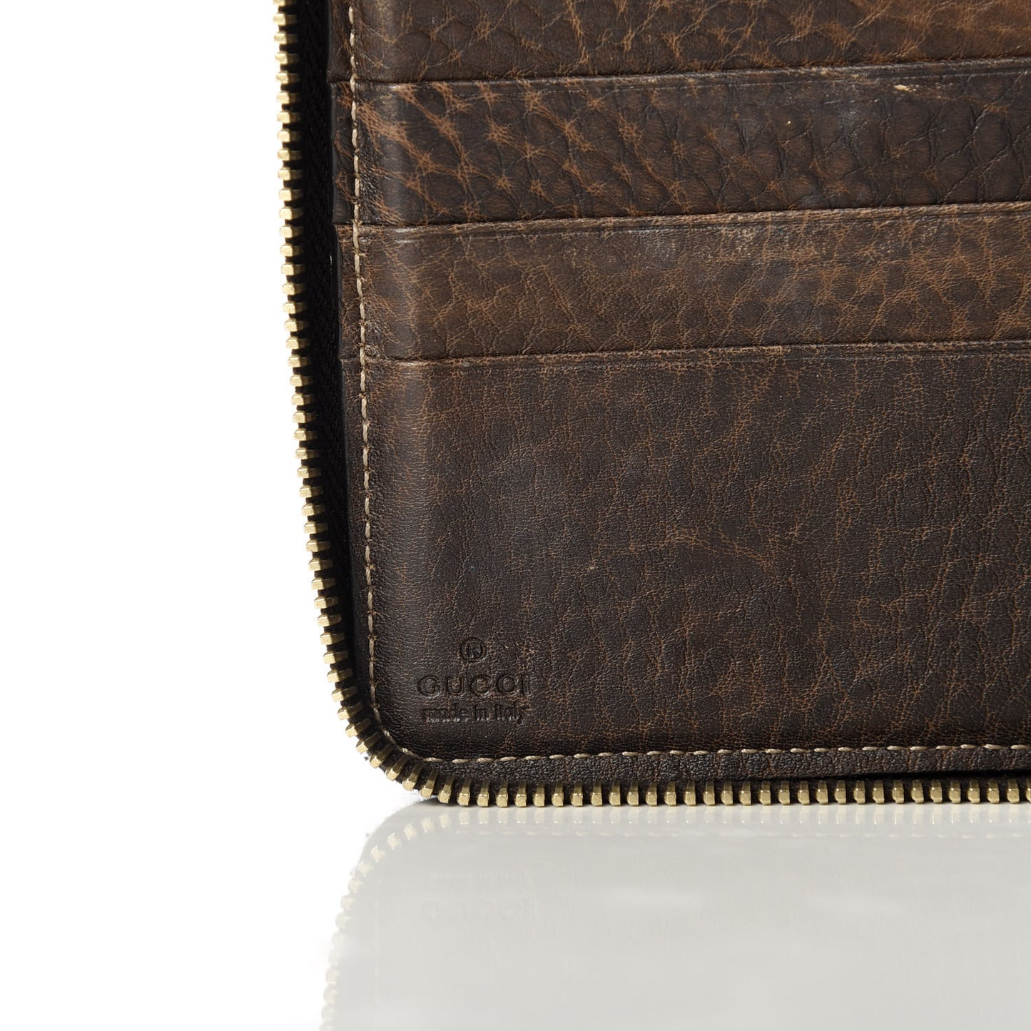 Monogram Calfskin Bamboo Tassel Zip Around Wallet Beige Ebony Chocolate
