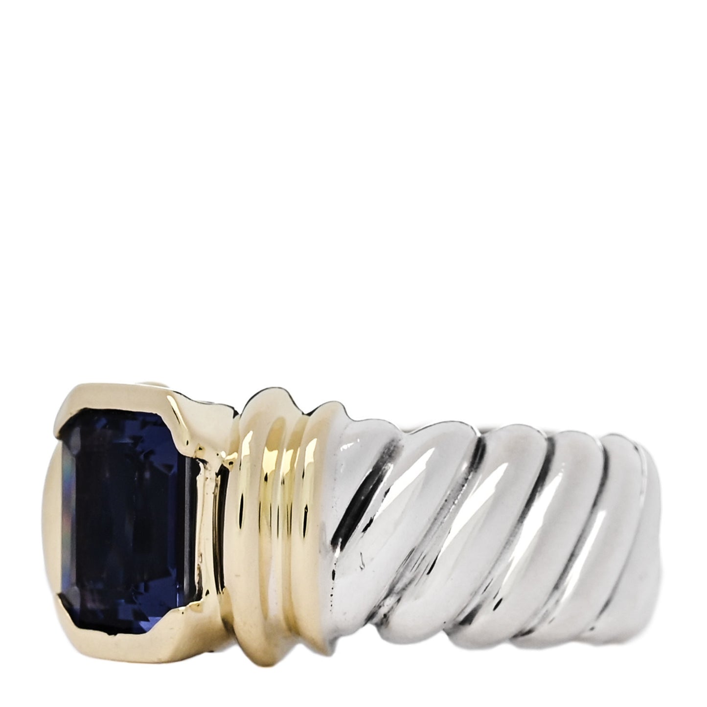Sterling Silver 14K Yellow Gold Iolite Ring 53 6.25
