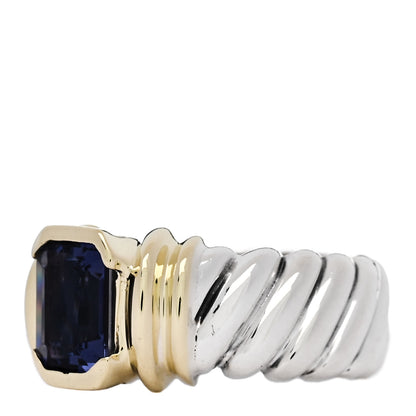 David Yurman Sterling Silver 14K Yellow Gold Iolite Ring 53 6.25 3 of 5