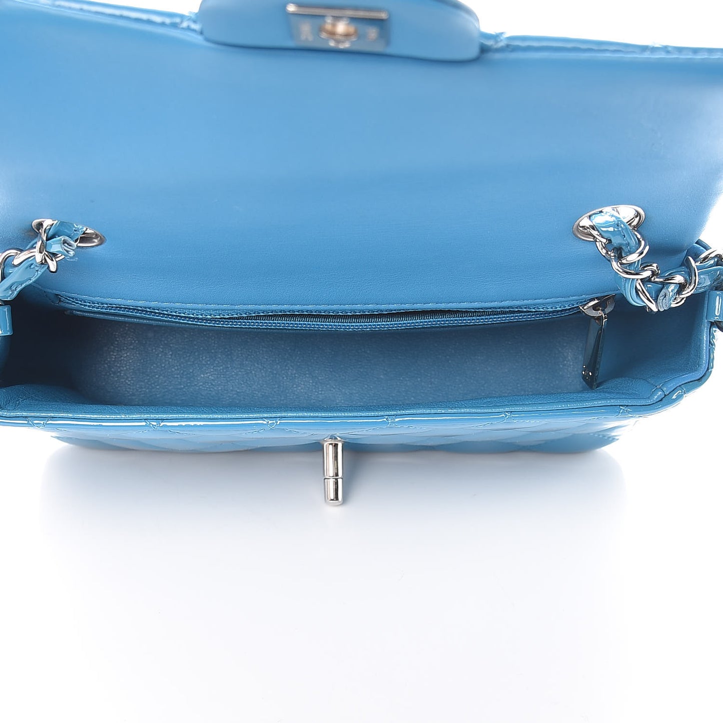 Patent Quilted Mini Rectangular Flap Turquoise