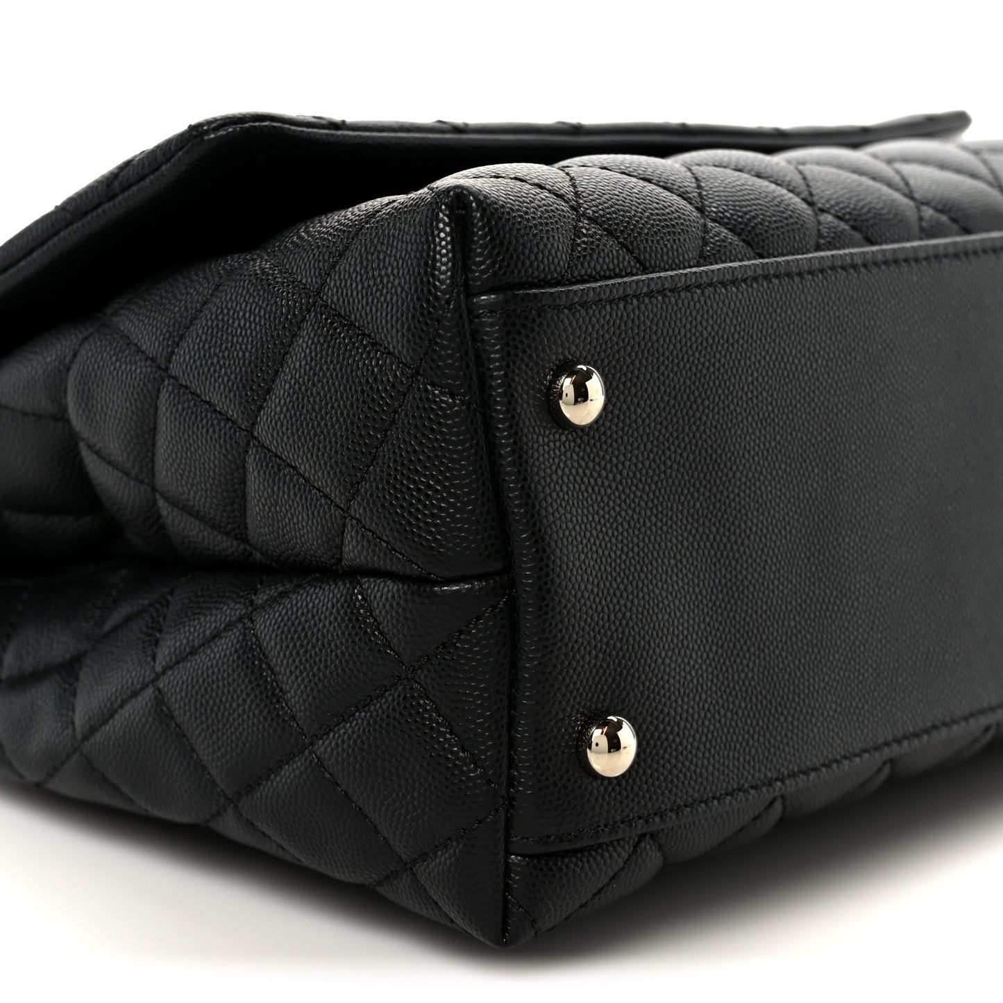 Caviar Quilted Small Coco Handle Flap Black