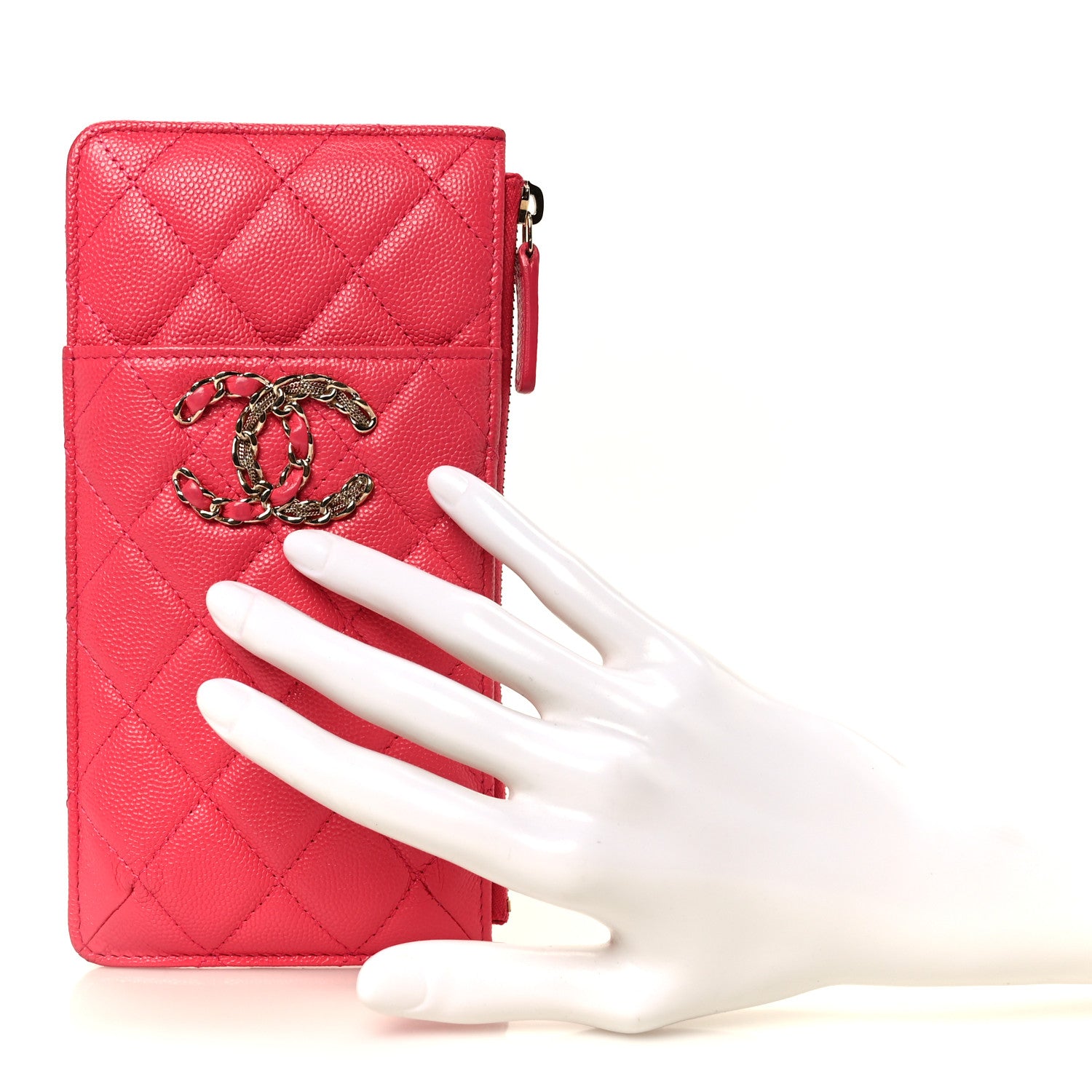 Chanel Caviar Quilted French New Wave Flat Wallet Pouch Pink 2 of 8