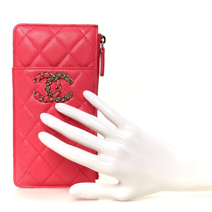 Chanel Caviar Quilted French New Wave Flat Wallet Pouch Pink 2 of 8