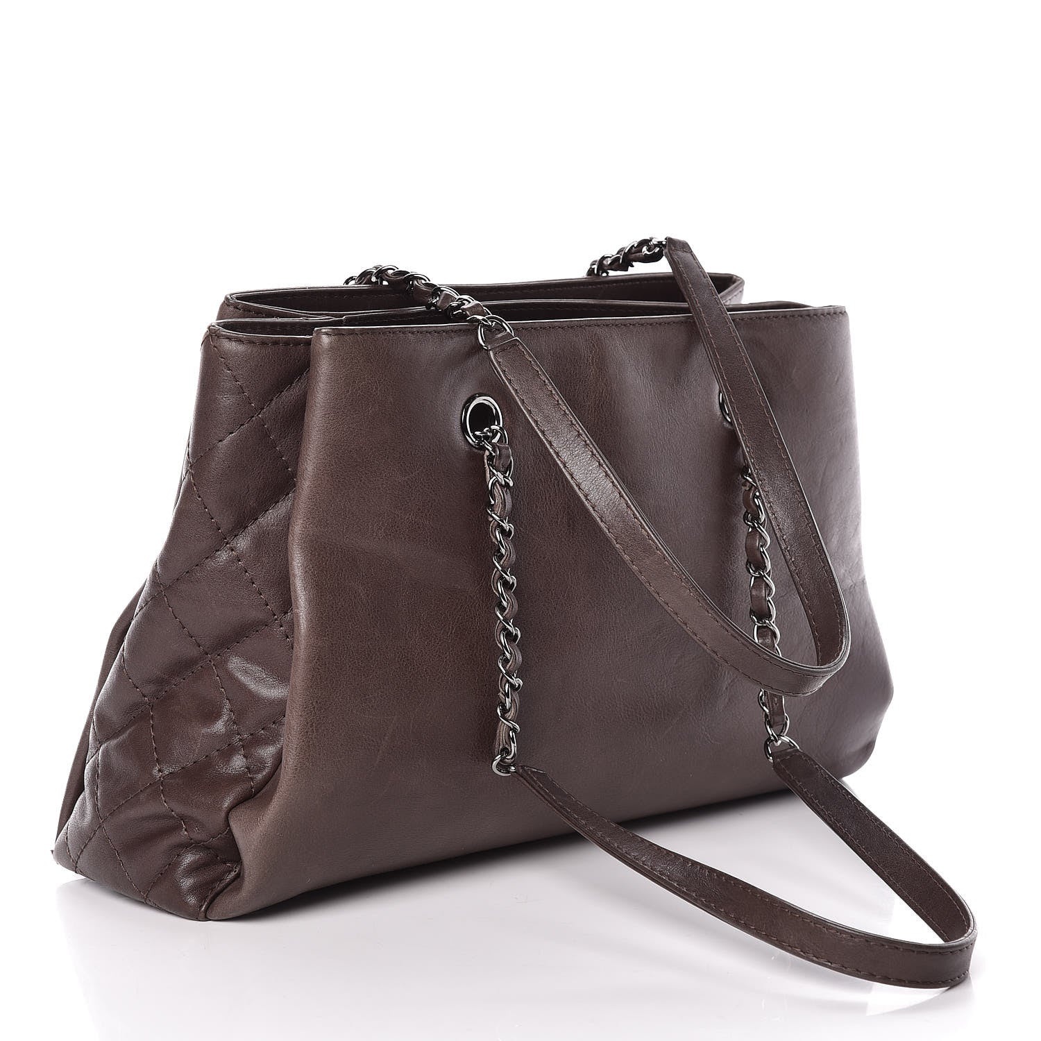 Chanel Calfskin Zipped Shopping Tote Grey 3 of 13